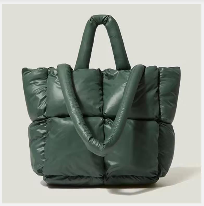 Designer Puffy Shoulder Bag Women Quilted Space Down Feather Padded Cotton Handbag Winter Large Capacity Warm Shopping Purse