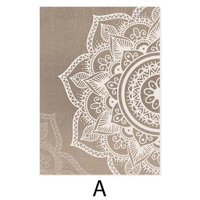 

Бохо настенная живопись печать на холсте Мандала цветочный бежевый нейтральных цветов постер картина дзен йога гостиная домашний декор интерьера 30x40cm No Frame