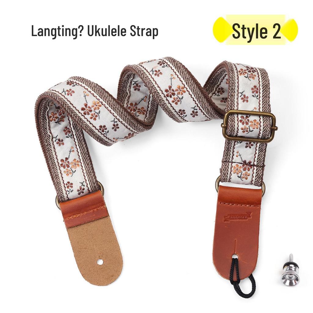 Langting Embroidery Universal Ukulele Shoulder Strap for 21, 23, 26 Inch Ukuleles