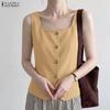 Canottiere Casual da Donna con Scollo a U, Colore Unico, Vestibilità Larga, Senza Maniche