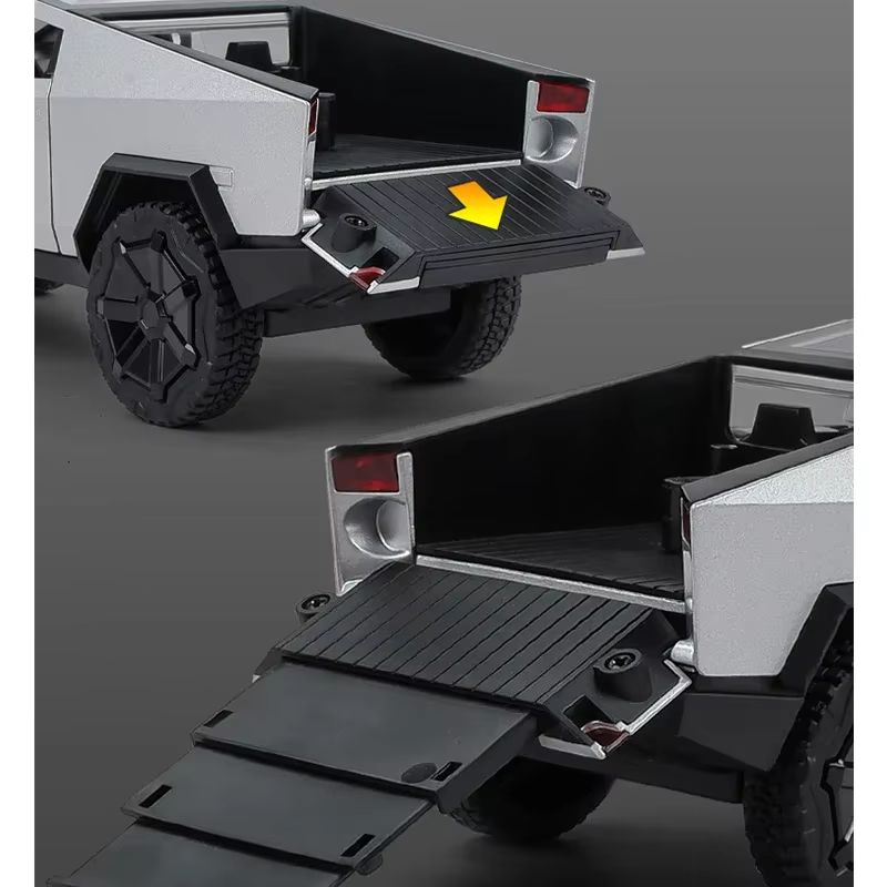 Tesla Cybertruck 1:24 Modello di Auto in Lega pressofusa Pick-up Suono Luci Porta Apribile Bagagliaio Collezionabile Regalo Compleanno Bambini Giocattolo