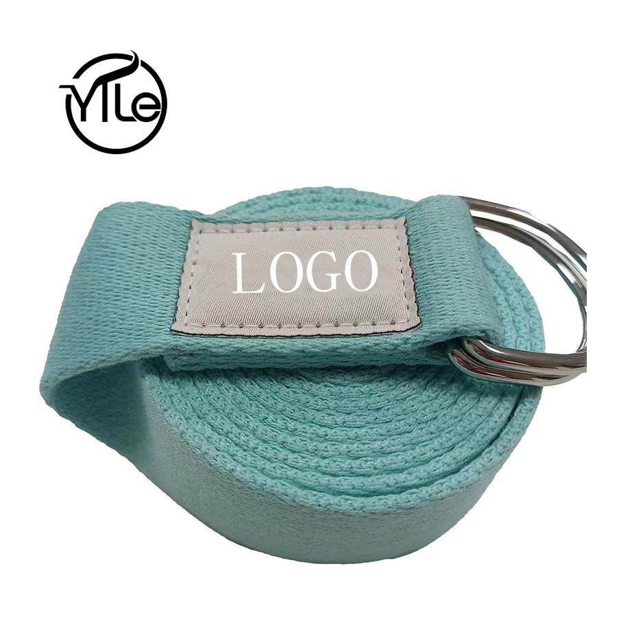 ECO Friendly Organic Natural Braided Cotton Custom Label Stretching Belt Yoga Strap Carriers синий