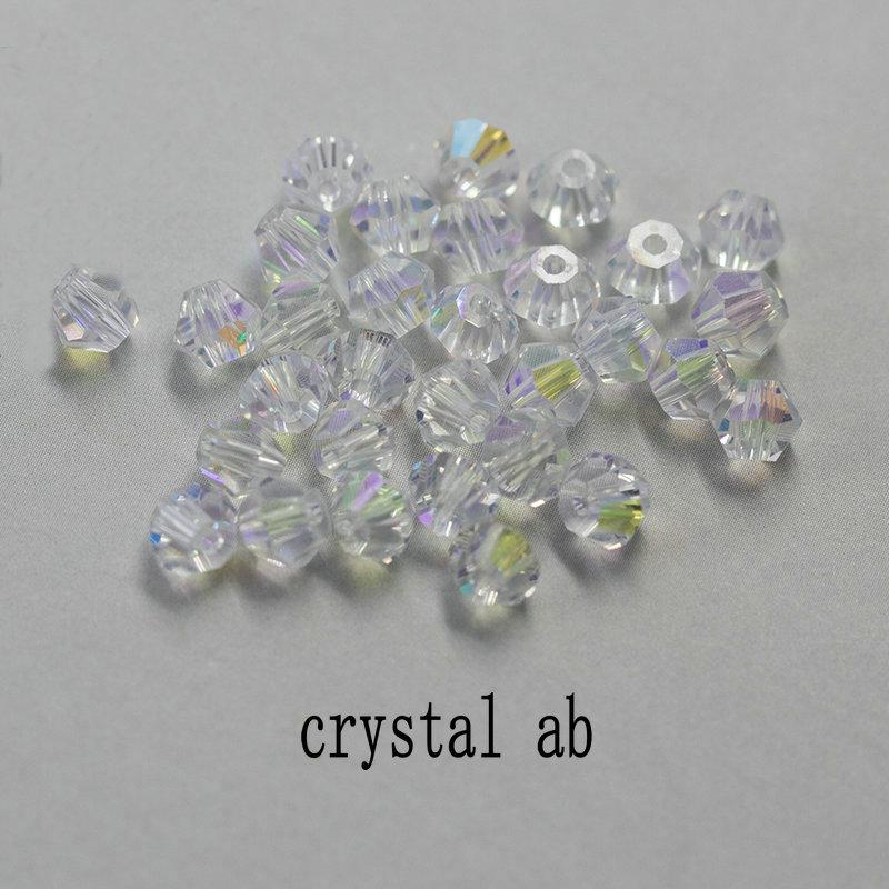 4mm 100pcs Shiny Crystal Beads Bicone Beads Glass Beads Loose Spacer Beads for Bracelet DIY Jewelry Making 200pcs