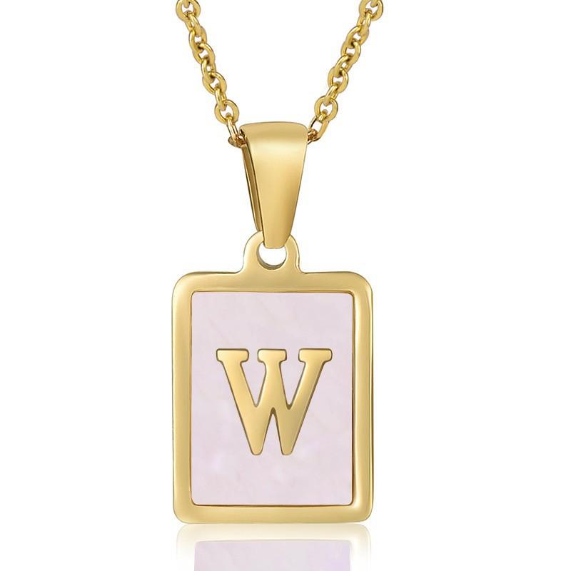 26 English Letter Necklace Women's Versatile 18K Natural Pink Shell Pendant Collarbone Chain 2026