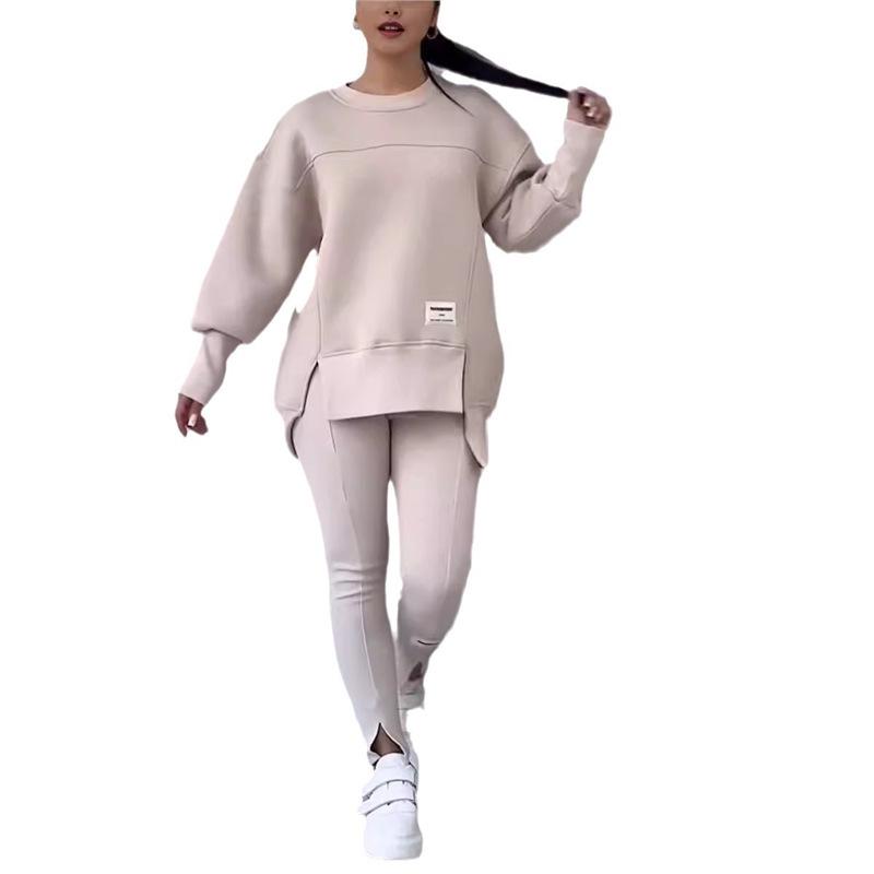 2025 Spring/Fall Women's Irregular Long Sleeve Sweatshirt & Leggings Set