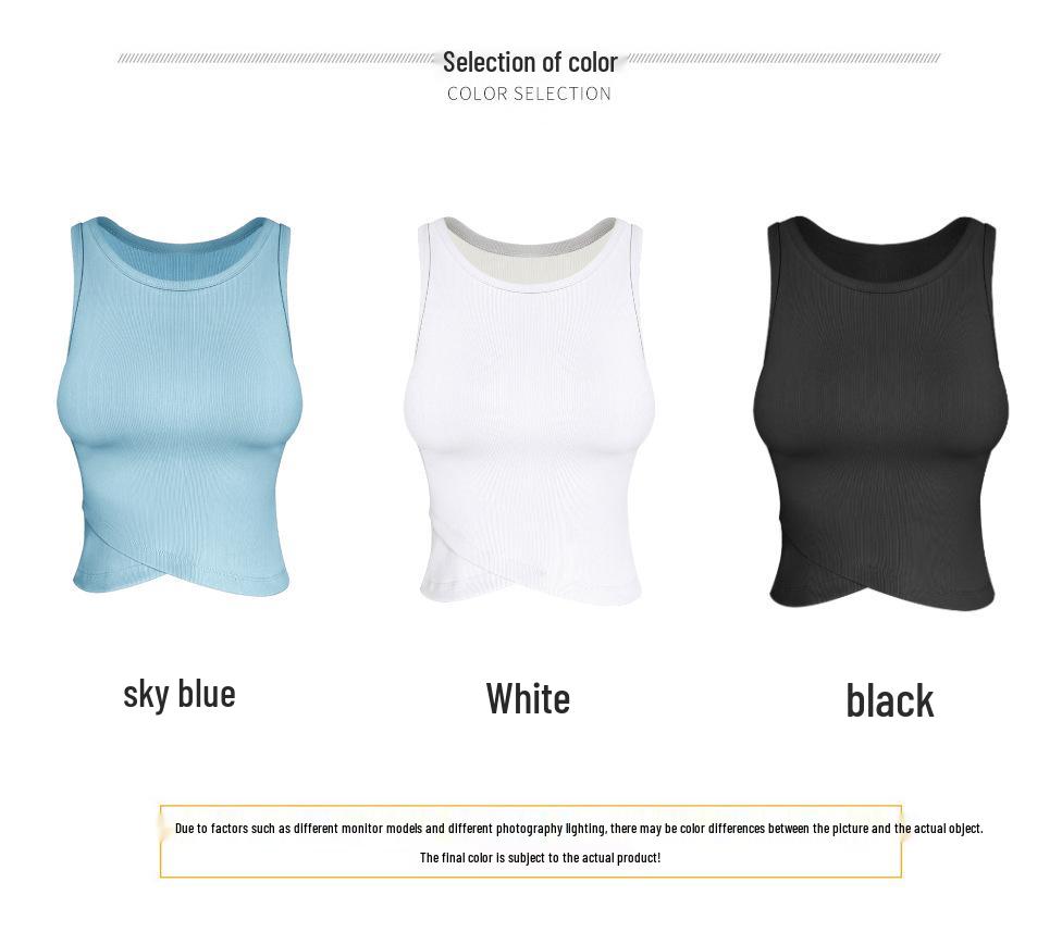 2023 Slim Fit Ribbed Yoga Vest - Summer Sleeveless Sport Top with Wide Straps & Round Neck