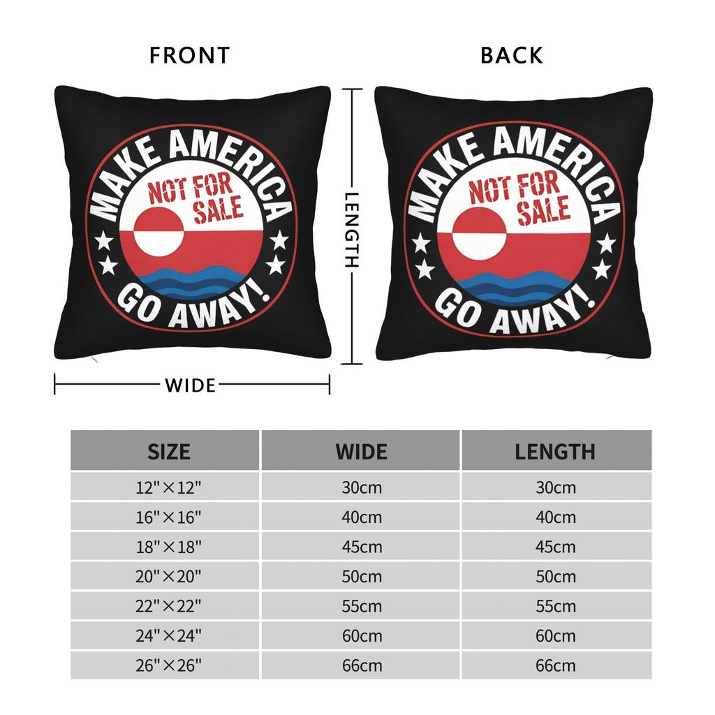 Greenland MAGA Square Pillow Cases Greenland Cushion Covers Funny Zippered Decor Pillowcase for Car 4545cm