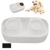 Ceramic Pet Bowl Set Food Grade Anti   Double Food Water Bowls for Cats Dogs Kittens and Puppies(Green [Cheongsam Meow] Green Background )