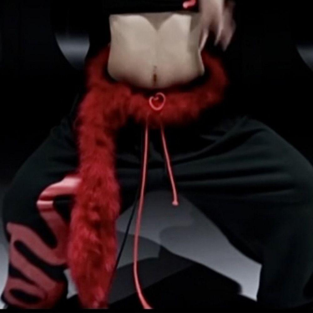 Fluffy Punk Fur Belt Y2K Hiphop Jeans Belt Jeans Pants Decor Soft Plush Belt