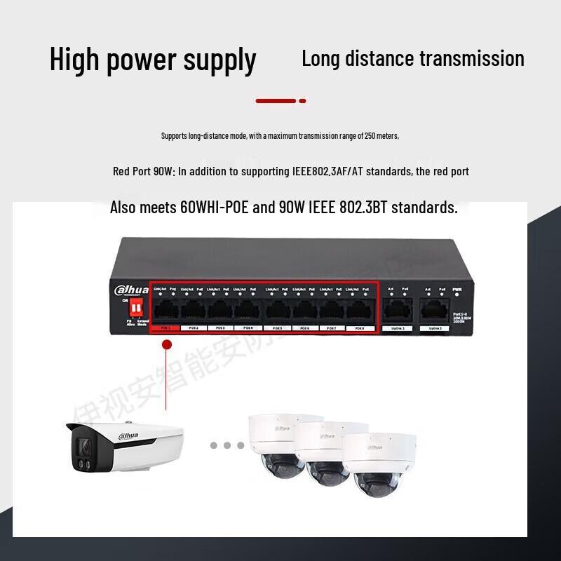 Dahua Full Gigabit PoE Surveillance Switch CN plug (adapter included)