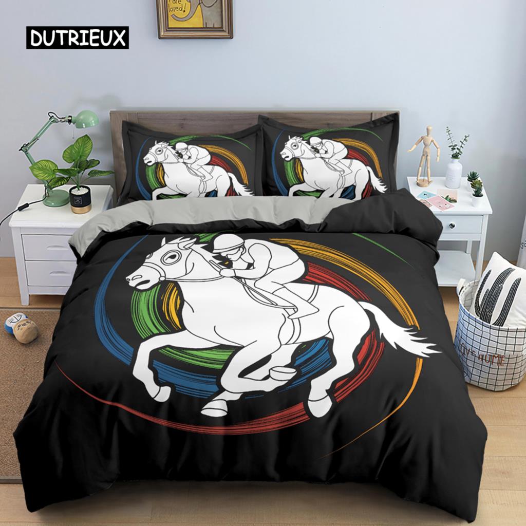Sport Player King Queen Duvet Cover Skiing Action Bedding Set Teens Adults Extreme Sport Soft Black 2/3pcs Polyester Quilt Cover