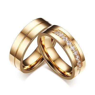 Inele de Nuntă Culoare Aur pentru Femei Bărbați Calitate Înaltă Cubic Zirconia Inel de Logodnă Inel de Promisiune pentru Cuplu Bijuterie de Aniversare Alianță Cadou