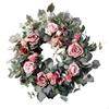 Flower Wreath Handmade Pink Floral Artificial Spring Garland for Front Door Wall