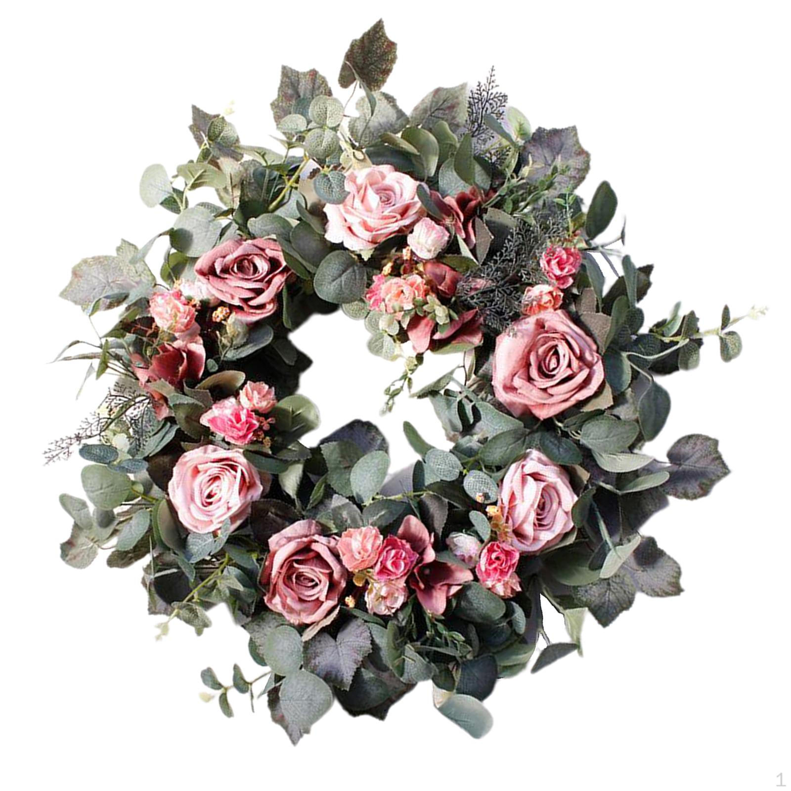 

Flower Wreath Handmade Pink Floral Artificial Spring Garland for Front Door Wall