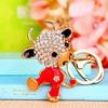 Zodiac Rhinestone Lamb Keychain Pendant for Women's Bag - Creative Business Logo Gift