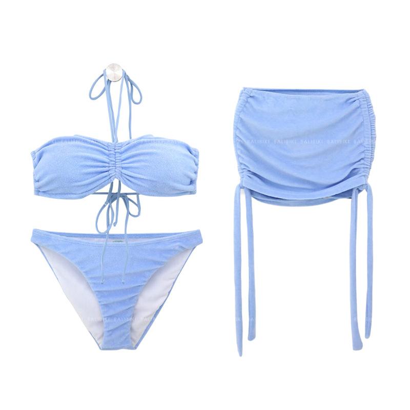 Direct Approval of Korean Version of Bikini Swimsuit Women's Sexy Tube Top Three-piece Skirt-style Hot Spring Vacation Swimsuit
