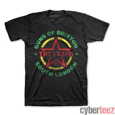 Clash Unisex T-Shirt Guns Of Brixton Brand Rock Tee S