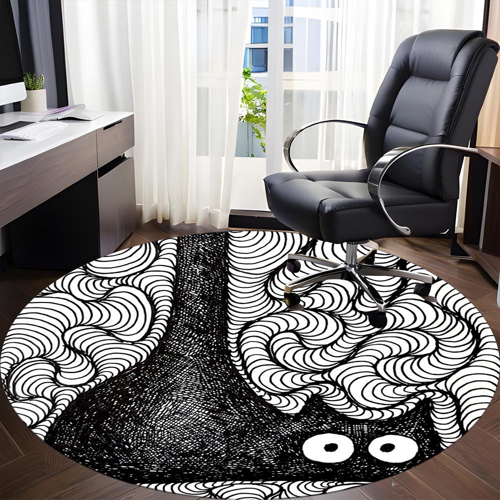 1pc Whimsical Cat Pattern Office Round Area Rug, Indoor Mat Suitable ForOffice, Under Office Chairs Bedroom Living Room Home Decor, Room Deco 042