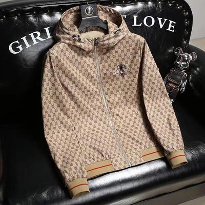 Men's Luxury European Embroidered Bee Hooded Jacket - Spring/Autumn