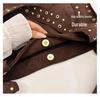 Women's Deerskin Tote with Metal Rivets - Spring/Summer 2025 Casual Shoulder Bag