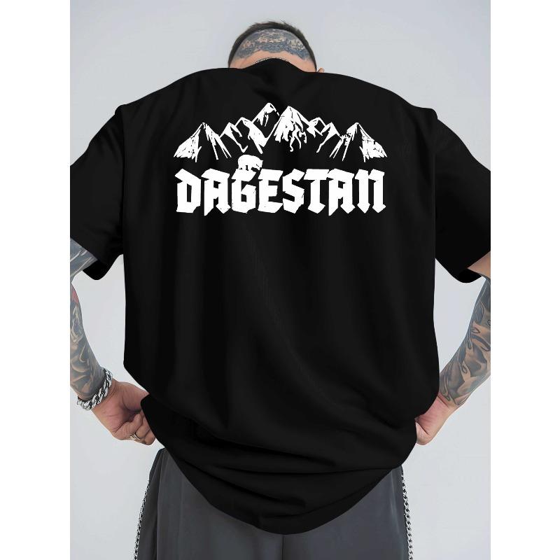 

DAGESTAN Summer Outdoor Sports and Casual Large-size Short-sleeved T-shirts, Men s Trendy Fashion Prints, Loose Base Shirts, Versatile Round Neck Tops XL чорний
