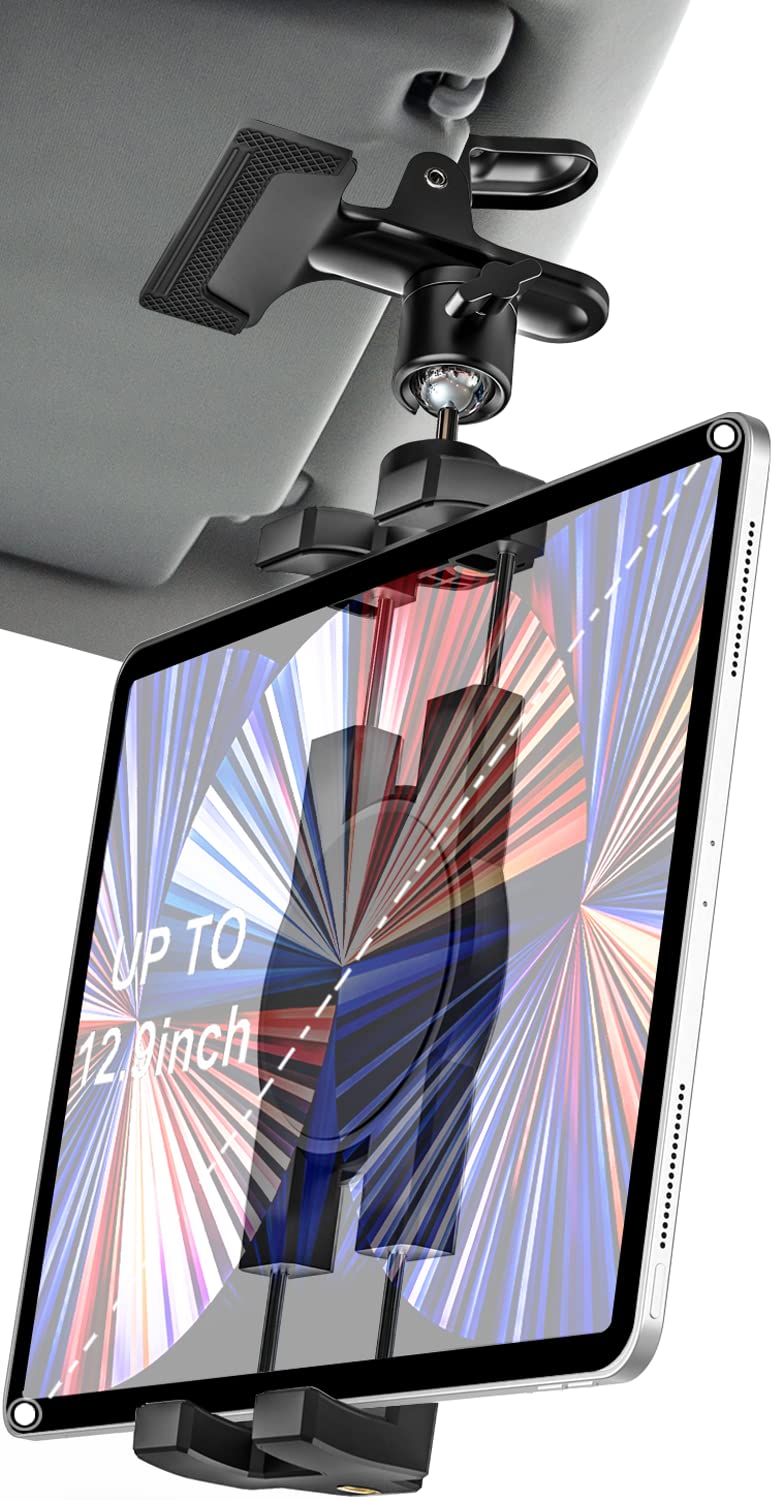 

EXSHOW Car Holder Sun Visor Car Tablet Holder [1/4 Screw + Super Strong Metal Clip] Clip-on Tablet Stand 360 Degree Rotation for Air Mini/iPhone