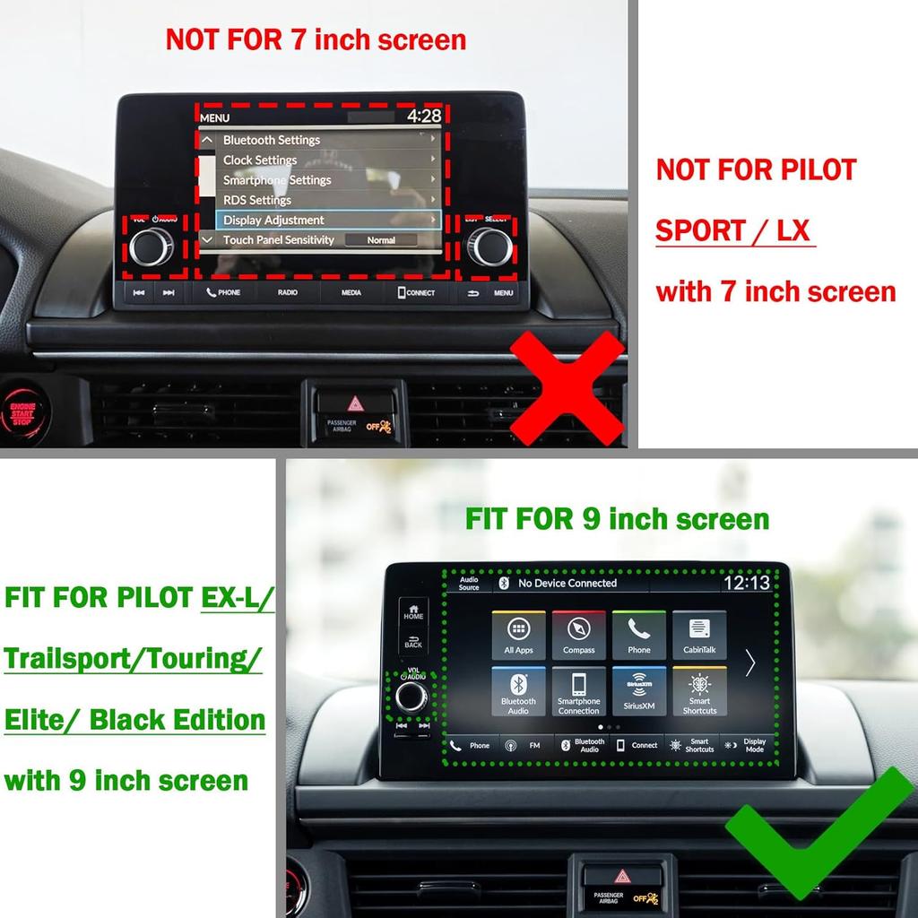 EDBETOS Pilot Center Console Dashboard Organizer Compatible With Honda Pilot Accessories  2024 2025 Elite/Touring/TrailSport/EX-L 9-In Behind Screen