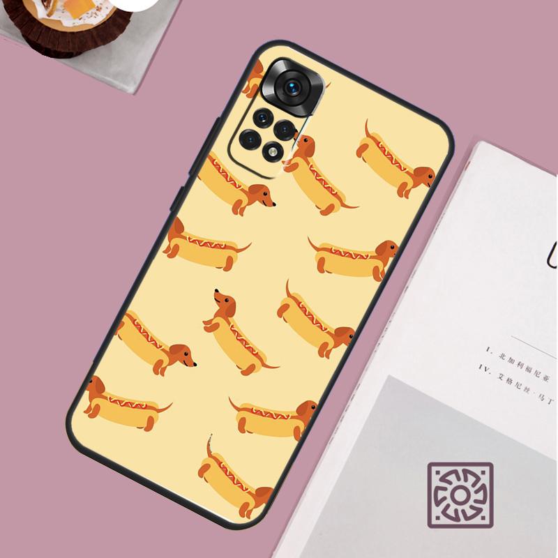 Cartoon Dachshund Sausage Dog Case For Xiaomi Redmi Note 12 11 8 9 10 13 Pro 12S 11S 10S 9S Redmi 13C 9C 10C 12C Cover