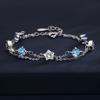 925 Silver Blue White Crystal Bracelets For Women Luxury Sparkling Double Layer Star Bracelets Elegant Jewelry