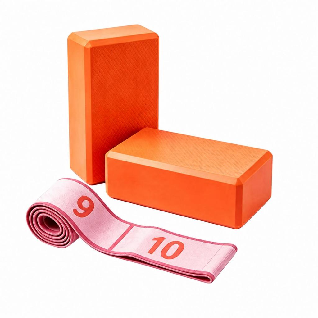 Pilates Blocks and Strap Set Non-Slip Brick Numbered for Beginners