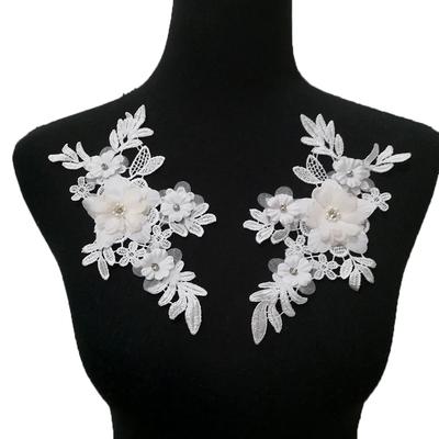 Decoração de flor tridimensional 3D preto e branco pérola strass bordado DIY suprimentos de artesanato para roupas acessórios