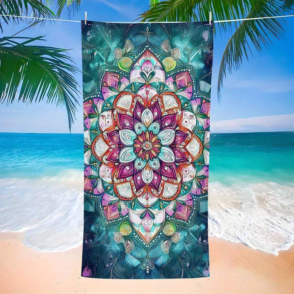 Ultra-Soft Mandala Beach Towel - Lightweight, Absorbent & Quick-Dry for Beach Camping & Travel Modern Cartoon Design,Beach Towel