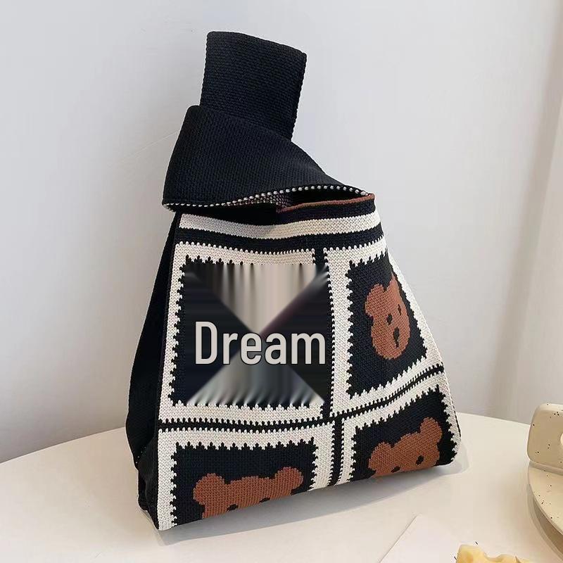 Japanese Knitted Handheld Wristlet Handbag for Stroller Pushing and Commuting