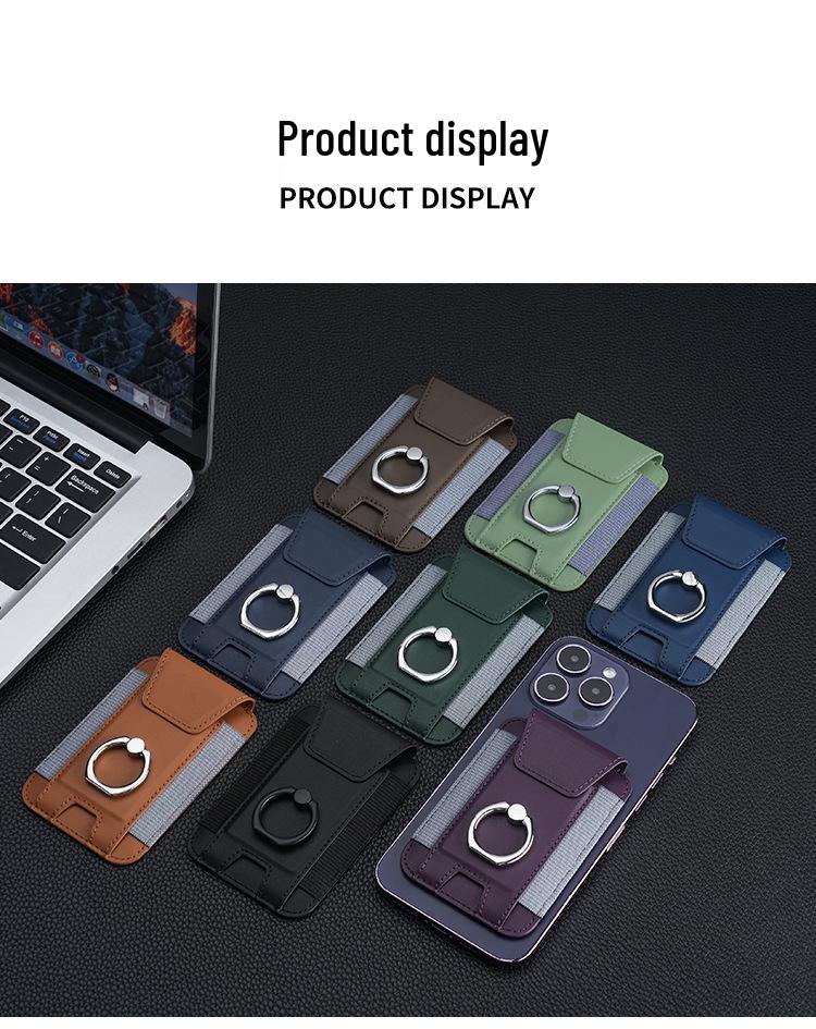 Magnetic Card Holder with Finger Ring & Elastic Band for iPhone 12/13/14/15 Magsafe