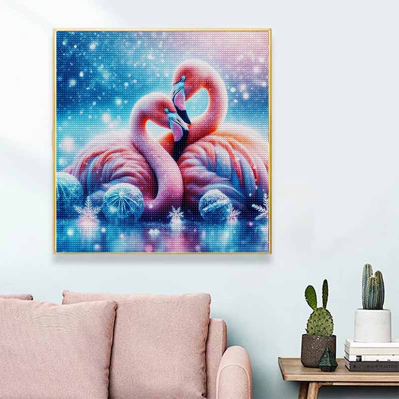 

New Arrival 5D DIY Full Circle Diamond Painting Pink Swan Embroidery Cross Stitch Home Decor Gift 20x20cm