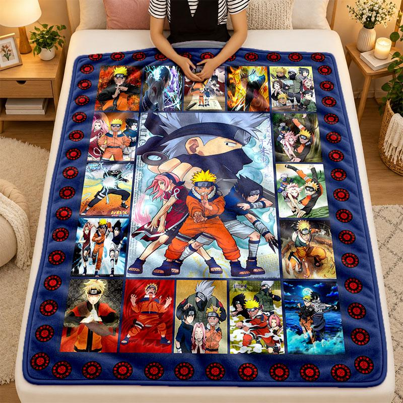 Flannel BlanketNaruto Warm Soft Throw Blanket for Indoor Sofa Bed Living Room Use