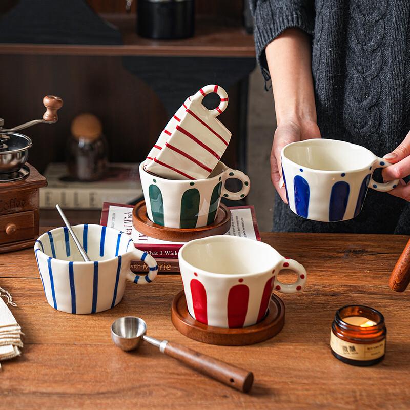 Elegant Retro Striped Ceramic Coffee Mug