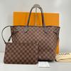 [Używana] Torba Tote Neverfull Mm z powlekanego płótna w kratę ze skórzanymi wykończeniami - Bardzo Dobra #1B5CU4E