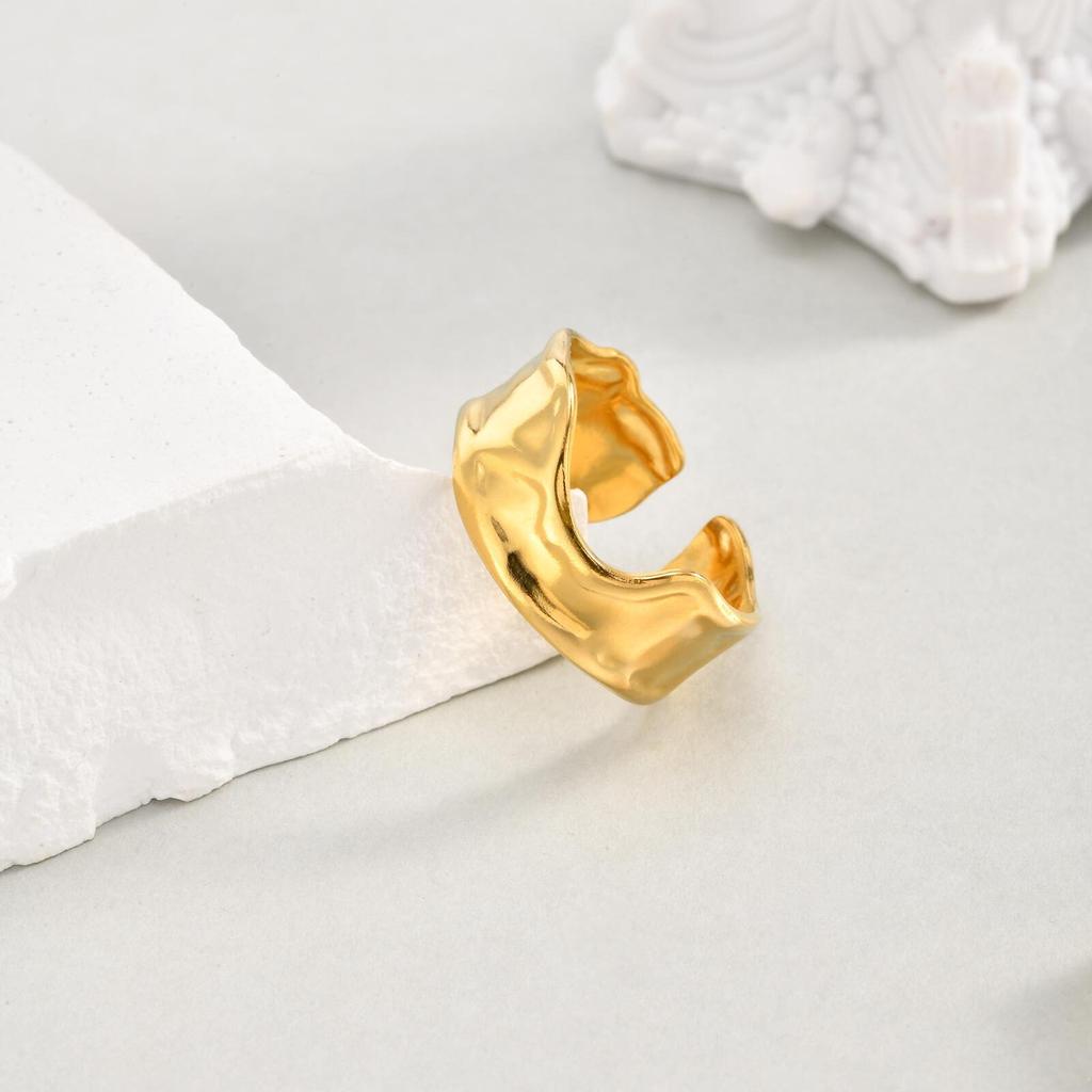 Vnox Gold Plated Stainless Steel Rings For Women, Flowers Butterfly Irregular Shaped Finger Rings Aesthetic Jewelry Wholesale