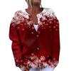 Women's Fashion Christmas Printed Long Sleeve Knitted Cardigan Button Down Jacket
