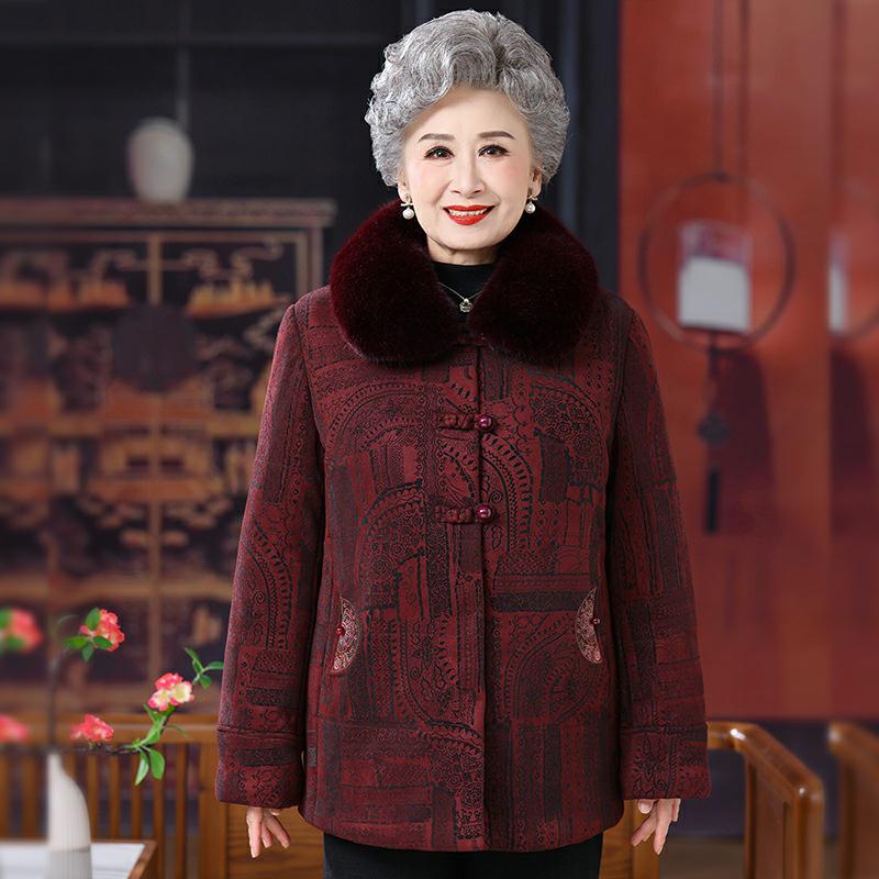 

Winter Warmth: New 2026 Style Plus Velvet Thickened Cotton Jacket for Middle-aged and Elderly Women 4XL [145-160 lbs] фіолетовий