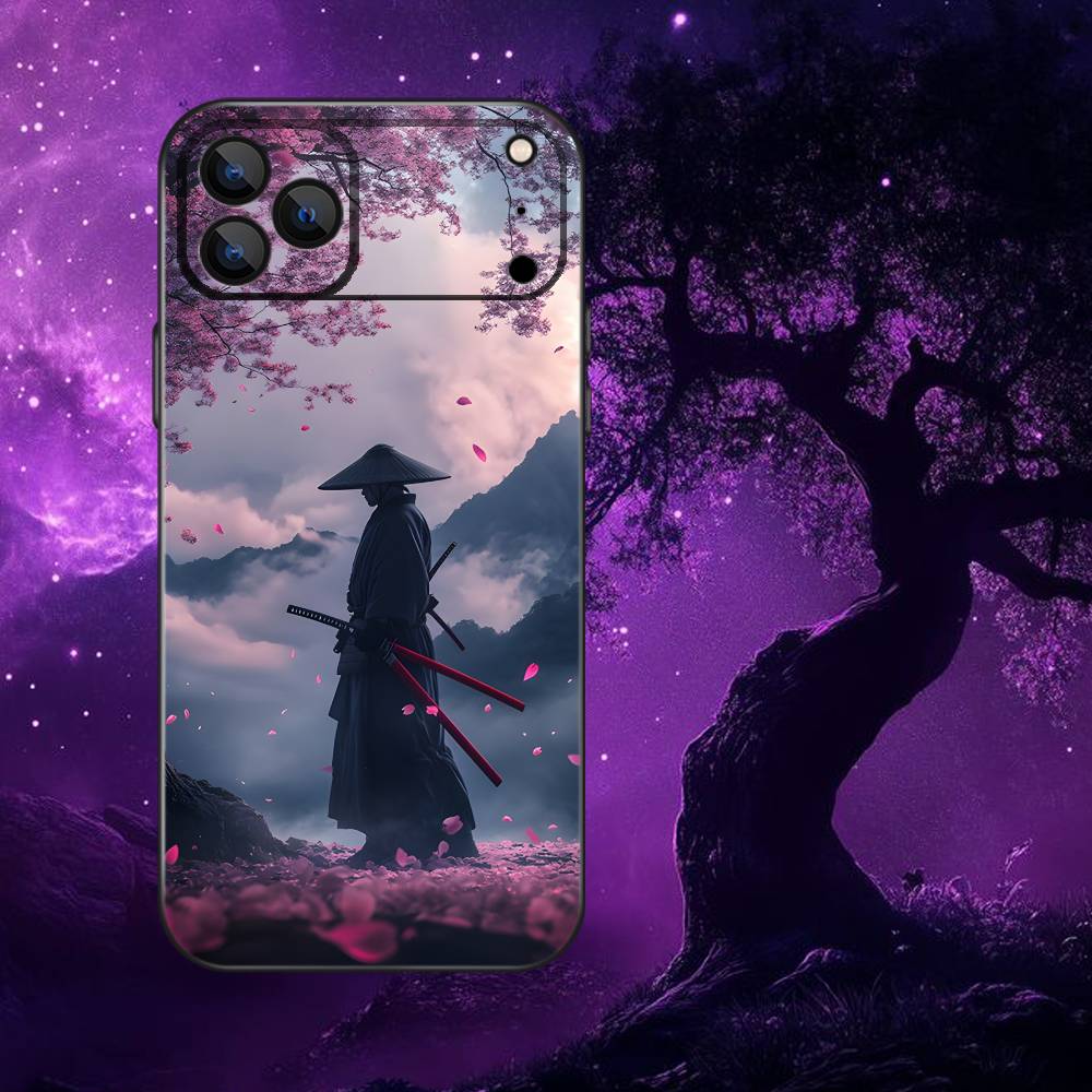 Japan Samurai Phone Case For iPhone 17,16,15,14,13,12,11,Pro,Max,Plus,E,SE4,Air,Mini Black Soft Funda