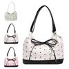 Sweet Single Shoulder Underarm Bag Bow Print Tote Bag Fashion Underarm Bag Protable Casual Commute Niche Handbags