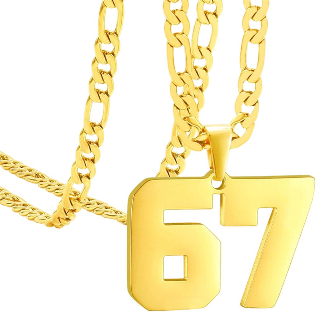 Unisex Stainless Steel Basketball, Rugby, And Baseball Player Number Pendant, Chunky Chain, Sports Humorous Decorative Necklace