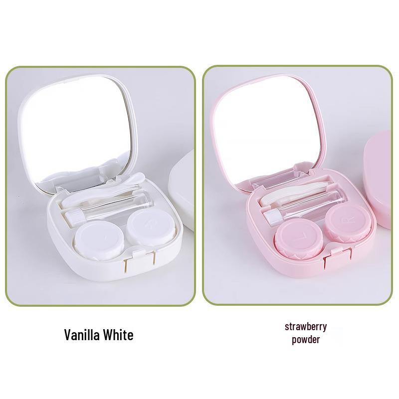 Portable Leak-Proof Contact Lens Case with Mirror - Stylish Double-Compartment for Colored Lenses