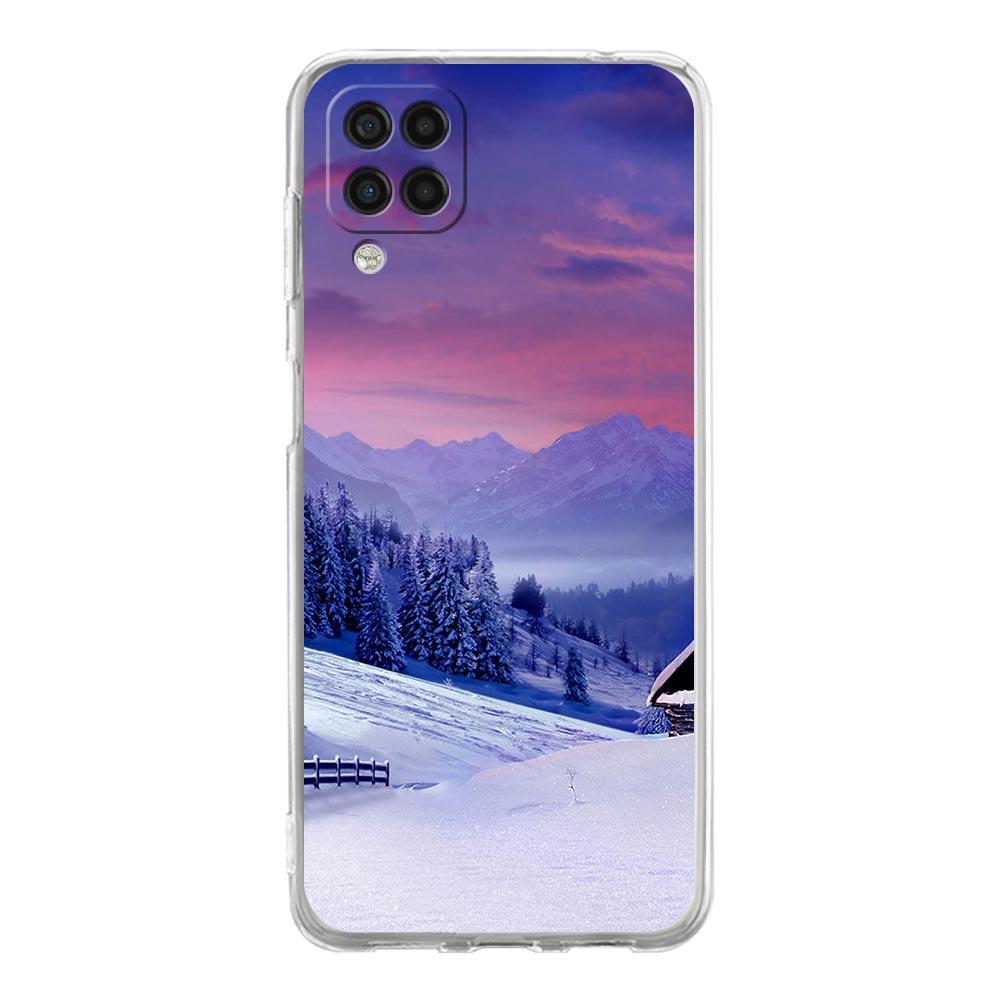 Clear Phone Case for Samsung Galaxy A13 A51 A71 A21S A12 A11 A31 A52 A41 A23 A53 A73 A32 5G A03S Cover Snowy Mountain Christmas