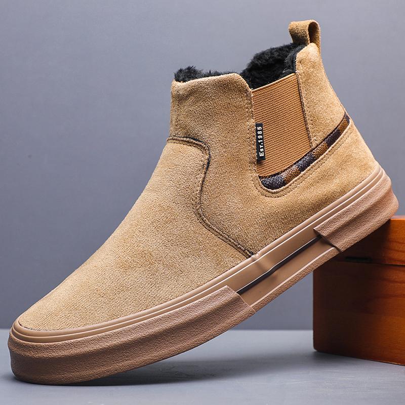 

Зимове Нове Взуття для Чоловіків Замшеві Чоботи Теплий Плюш Всередині Високі Топи Шкіряне Повсякденне Взуття Модні Короткі Чоботи 44 хакі