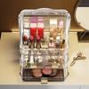 Drawer Style Cosmetics Storage Box Clear Dustproof Makeup Storage Rack with Lid and Handle Multilayer Lip Gloss Storage Stand
