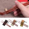 1 Pair Retractable Camping Natural Wood Collapsible Chopstick with Carry Bag Reusable Foldable Office Outdoor Chopsticks
