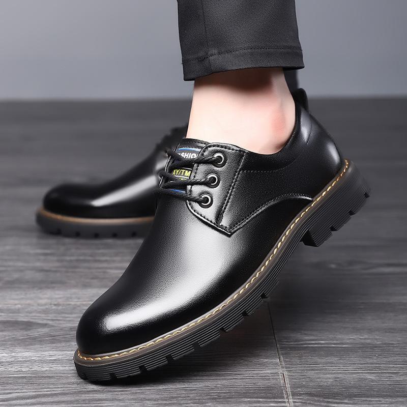 2025 New Men's Martin Boots Men's Trend Big Head British Casual Versatile Low-top Shoes Formal Leather Shoes Men